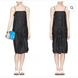 NWT Alexander Wang Black 100% Silk Tie-Front Shirt Dress - Size 4